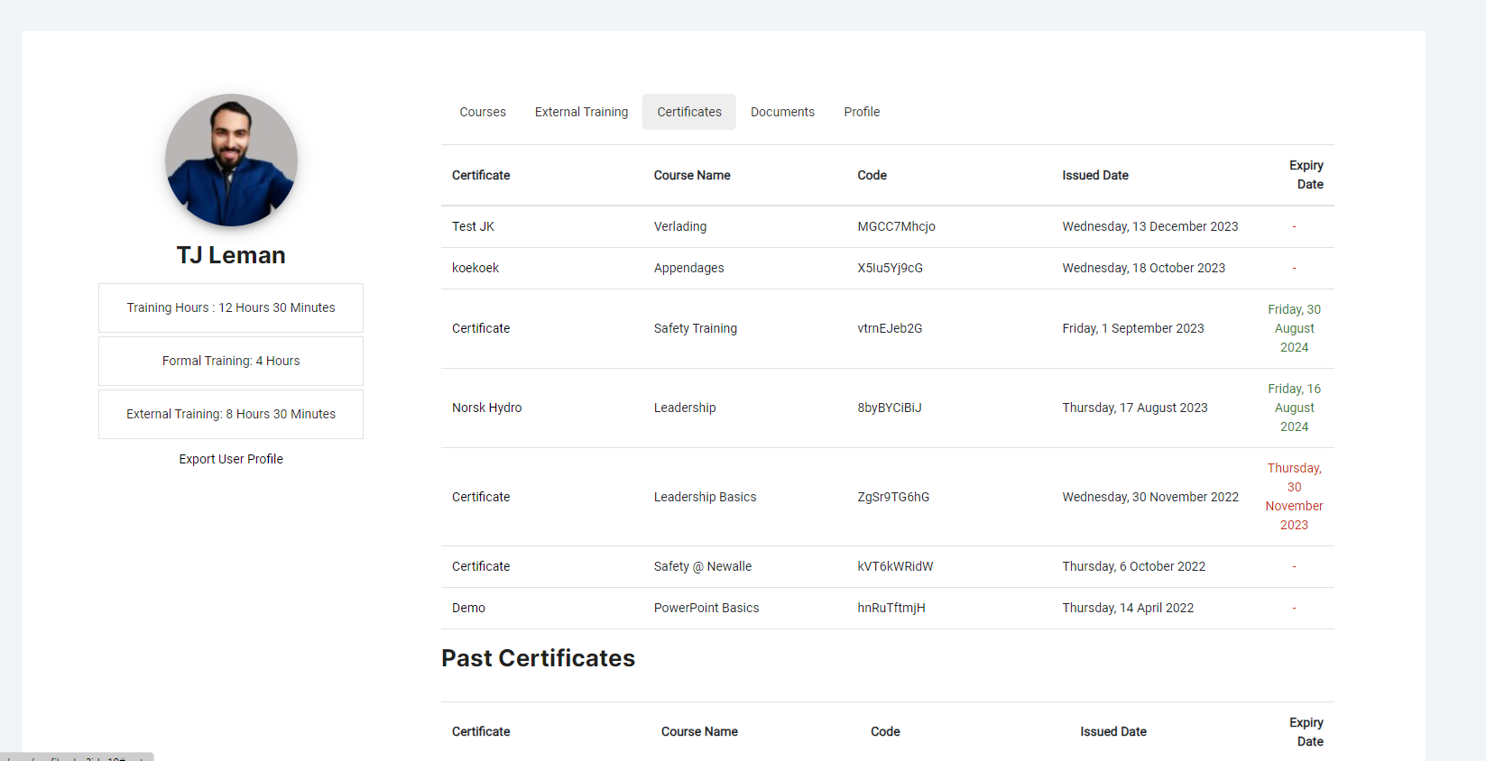 certificate tracking